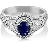 Gem Stone King 925 Sterling Silver Yellow Citrine Engagement Ring For Women | 1.26 Cttw | Oval 6X4MM | Gemstone November Birthstone