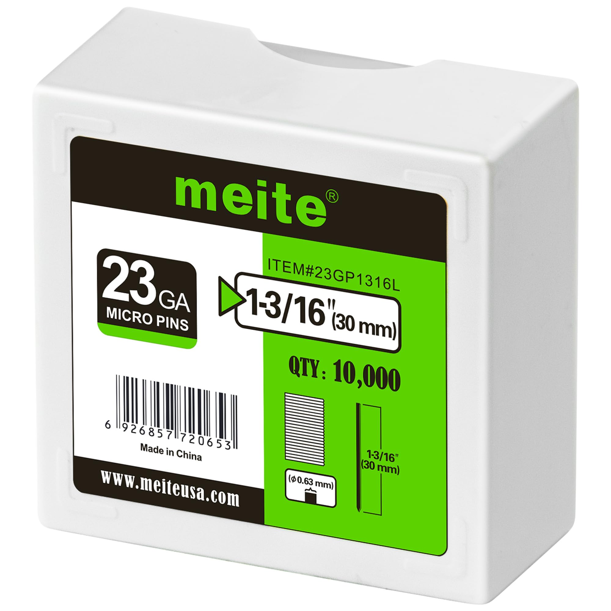 meite 23 Gauge Pin Nails, 30 mm Micro Headless Brad Nails for Pin Nailer - Galvanised Pins Nail Gun Nails, Ideal for Fine Woodworking and Trim Work (10,000 Counts)