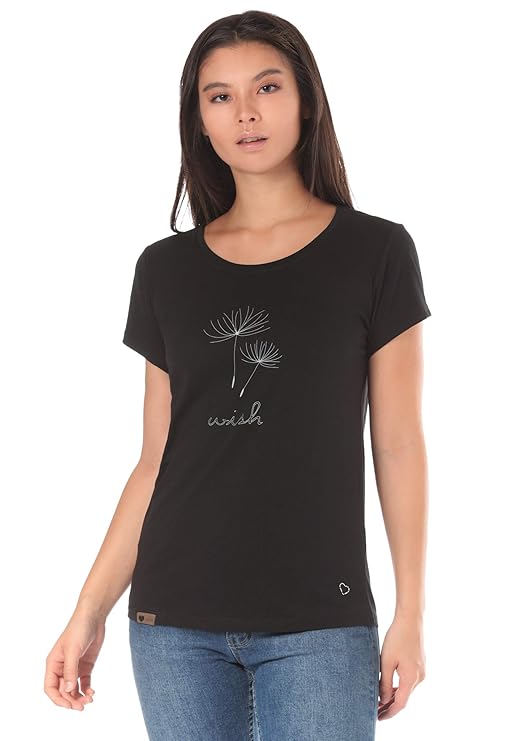 Lakeville Mountain Damen T-Shirt Arusha mit Puste-Blumen Aufdruck | Tailliertes Kurzarm Oberteil mit Rundhals-Ausschnitt