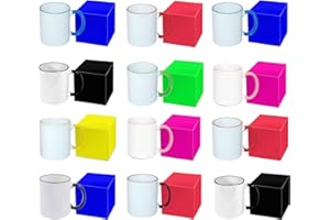 TWISTED ENVY Mugsie Set of 12 Pack of 11OZ MIXED RIM & Handle Sublimation Mug Coated Ceramic Mugs - Professional Grade - Sublimation Series - Individual MIXED COLOR Boxes