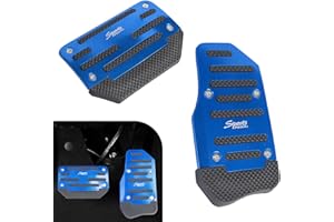 Miytsya 2 PCS Car Brake + Throttle Foot Pedals Kit, No Drilling Required Alloy Sports Decoration, Upgraded Anti-Slip Rubber Strip Pedal Cover, Universal for Automatic Transmission Cars (Blue)