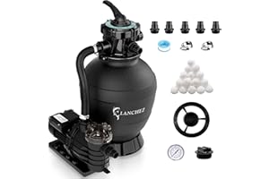 LANCHEZ 13" Sand Filter Pump for Above Ground Pool, 3/4 HP Pool Pump for Pools Up to 11,000 Gallons, 3500 GPH Sand Filter Pump System with 6-Way Valve
