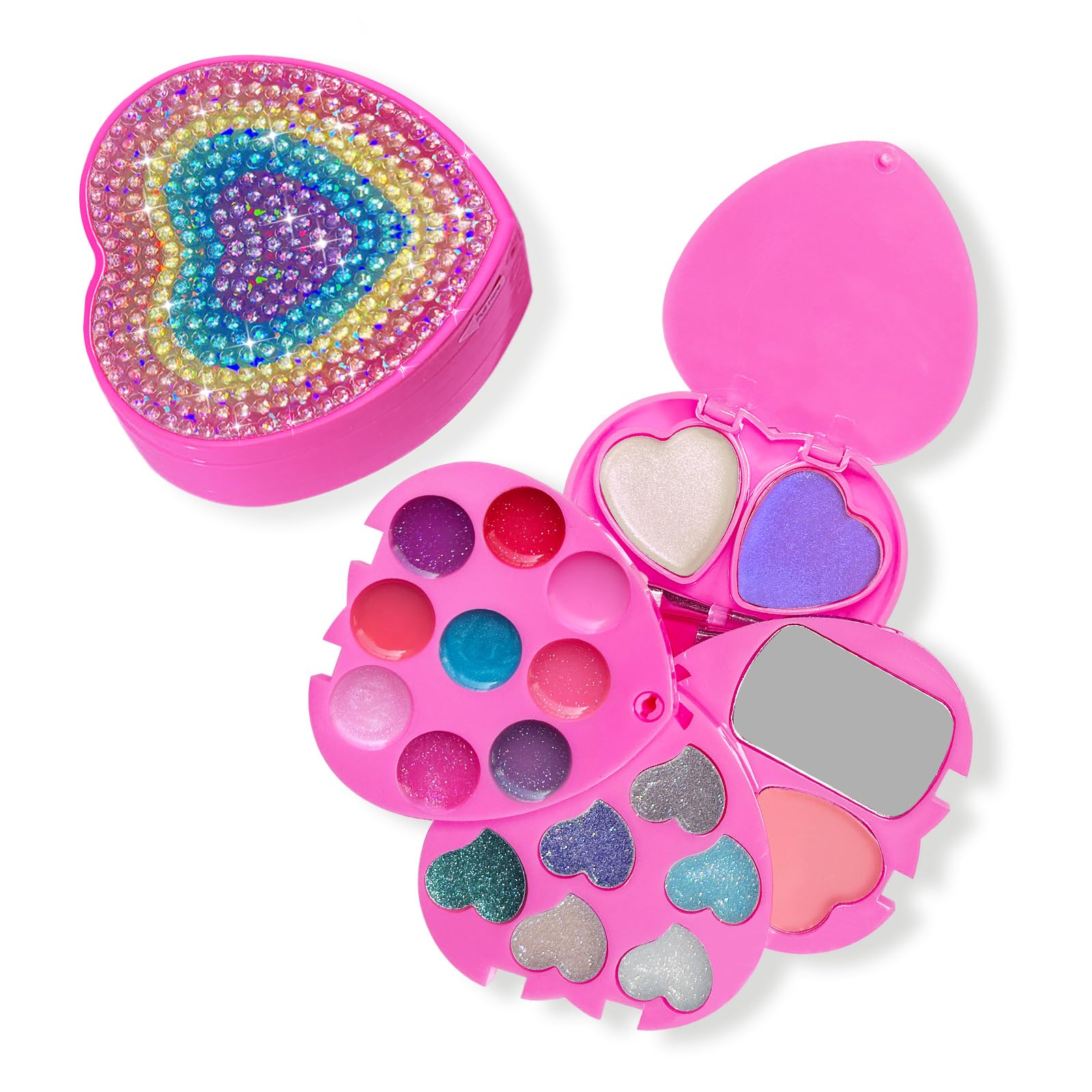 Mebtmel Heart Shape for Kids Makeup Kit, Real, Non Toxic, Washable Make Up for Girls Kids