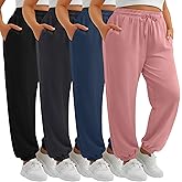 JoyMotion 4 Pack Women's Plus Size Sweatpants, Drawstring Loose Fit Joggers Pants Comfy Casual Athletic Pants with Pockets
