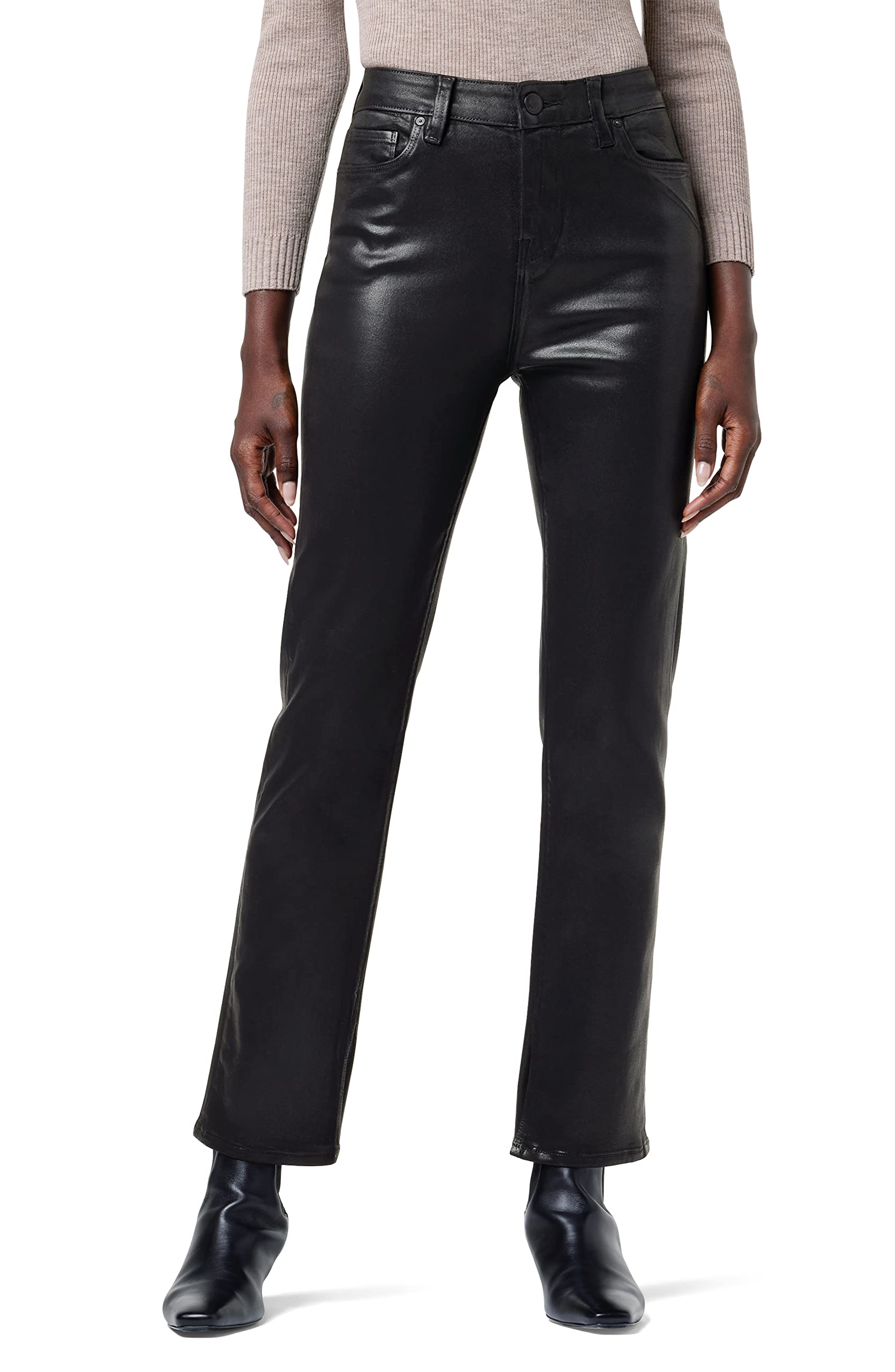 Hudson Women’s Nico Mid-Rise Straight Leg Ankle Jean, Coated Black Beaut, 26