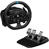 Logitech G923 Racing Wheel and Pedals for PS 5, PS4 and PC featuring TRUEFORCE up to 1000 Hz Force Feedback, Responsive Pedal