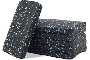 BESTXD Treadmill Mat Pads, Exercise Equipment Mat with High Density Rubber for Protect Floors 4.7" x 3.2" x 0.55" (6 PCS) Black