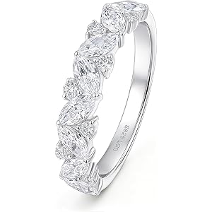 Falvion Lab Grown Diamond Wedding Bands for Women Eternity Rings Size 5-10 | D Color VS1 1CT Marquise Engagement Ring 18K Whi