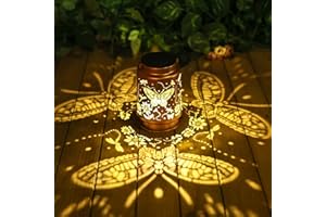 GR8GARDENS Butterfly Solar Lanterns Outdoor Waterproof Hanging Solar Lights Birthday Gifts for Women Men Mom Metal Decorative LED Lantern Outside for Garden Decor, Yard, Patio, Lawn, Porch, Backyard