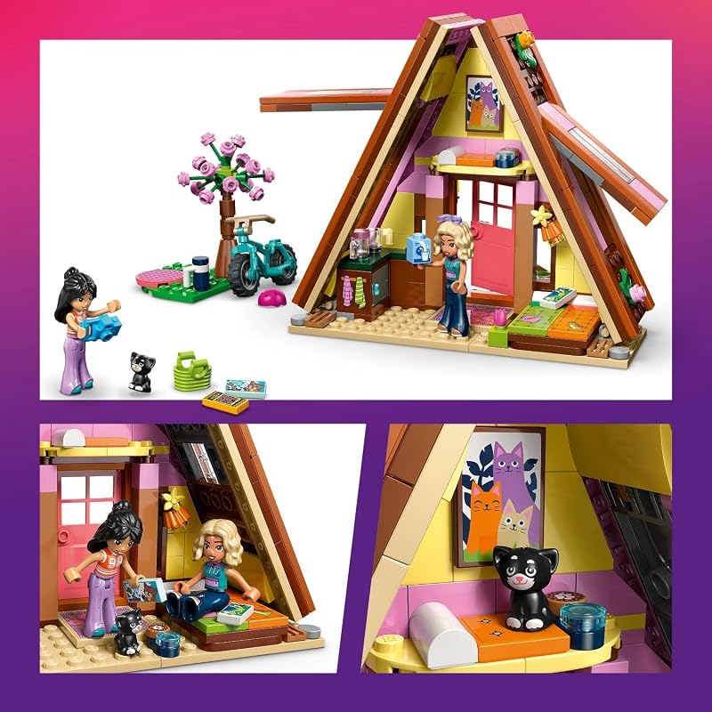 Friends Cabaña de Glamping en la Naturaleza – Casa de Juguete con 2 Mini Muñecas, Figura de Gato y Accesorios Inc. Camas y Comida – Regalo de Cumpleaños para Niñas de 6+ Años – 42682