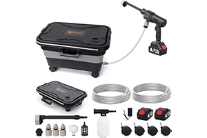 880PSI Portable Cordless Pressure Washer with Foldable 6.5Gal Tank, 2 * 4.0Ah Batteries for 60 Mins Use, 6-in-1 Nozzle, 2 * 5