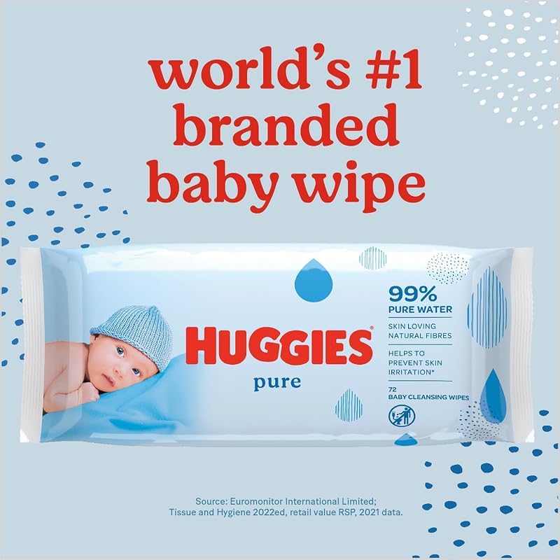 Pure Baby, Salviette neonato, 99% acqua pura, dermatologicamente testate e delicate,1008 Pz (18 x 56)