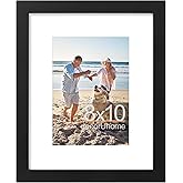 decorUhome 8x10 Picture Frame, Display Pictures 5x7 with Mat or 8x10 without Mat, Black Engineered Wood Photo Frame with Plex