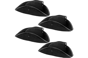 SGBETTER 4 Pack Black Pirate Hat Tricorn Hat Buccaneer Hat for Halloween Cosplay Pirate Theme Party Costume Accessory