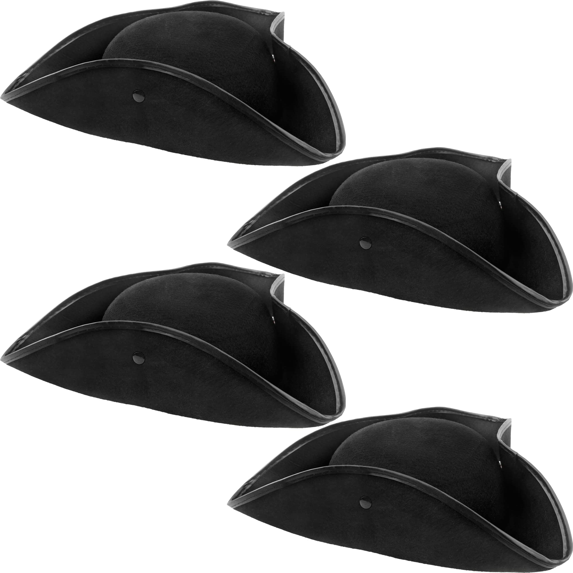 SGBETTER 4 Pack Black Tricorn Pirate Hat - Funny Hat Party Supplies for Adults & Youths - Halloween Cosplay Pirate Theme Party Dress Up Costume Accessory
