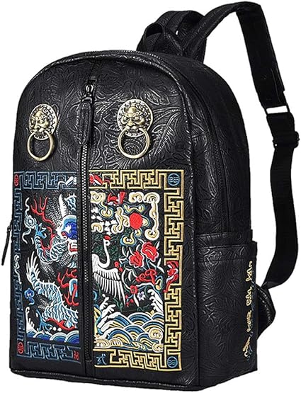 Amazon Co Jp Shengshihuizhong 中華風 ストリートファッション 刺繍 バックパック バックパック 男女兼用 スポーツ 学生用 バックパック バックパック 文房具 オフィス用品