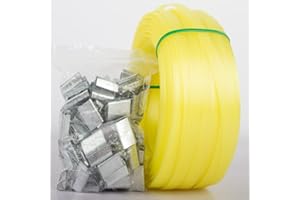 PALMAROSA Poly Strap, Polypropylene Strapping, 320' Length, 1/2" Width, 330 lbs. Break Strength (Yellow), 100 pcs 5/8" Open Metal Clips for Packaging and Pallet Strapping Banding