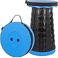 huruirui Collapsible Stools for Adults Portable Collapsible Stool Folding Stool Lightweight with Sturdy Versatile Telescoping for Camping Hiking BBQ Outdoor Adventure (Load Capacity 440lbs Blue)