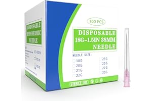 Meterbox 100 Pack 18 Ga 1.5 inch Disposable Needles with Caps for Scientific and Industrial Dispensing Individually Wrapped