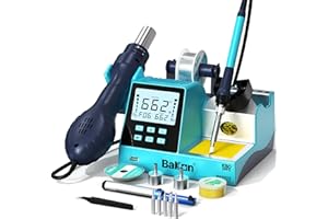 BAKON BK602S 2 in1 Soldering Iron Hot Air Rework Station,Digital Soldering Welding Iron Kit for Electronic DIY Circuit Work, Rapid Heat up Solder Station,Auto Sleep,ºC/ºF Conversion