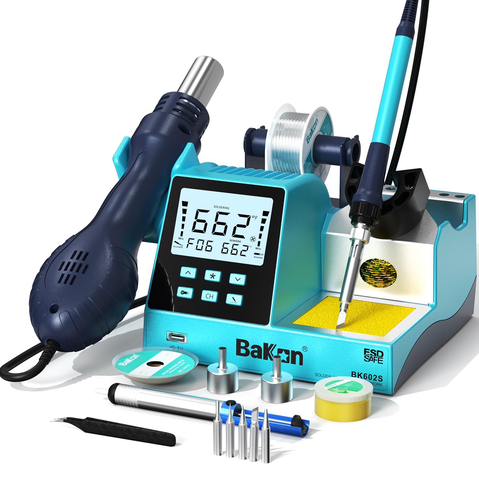 Photo 1 of BK602S 2 in1 Soldering Iron Hot Air Rework Station,Digital Soldering Welding Iron Kit for Electronic DIY Circuit Work, Rapid Heat up Solder Station,Auto Sleep,ºC/ºF Conversion