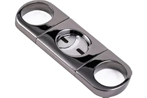 Prestige Import Group - Heavy Body Guillotine Double Blade Cigar Cutter - Up to 56 Ring Gauge - Color: Gun Metal Gray