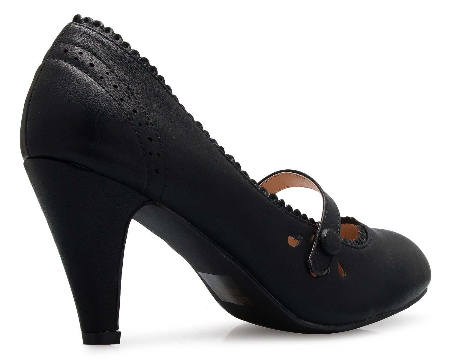 Olivia K Women's Classic Round-Toe Platform Pumps Low Block Heel - Adorable, Comfortable, BLACKNB 8.5 - Image 7