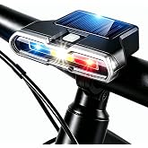 7 Mode Bike Lights with Solar Power Charge, Smart Sensing Bicycle Lights | Solar Power &amp; USB Charging, 3 Colors(White &amp; Blue &amp; Red Lights), Intelligent Sensing Bicycle Lights