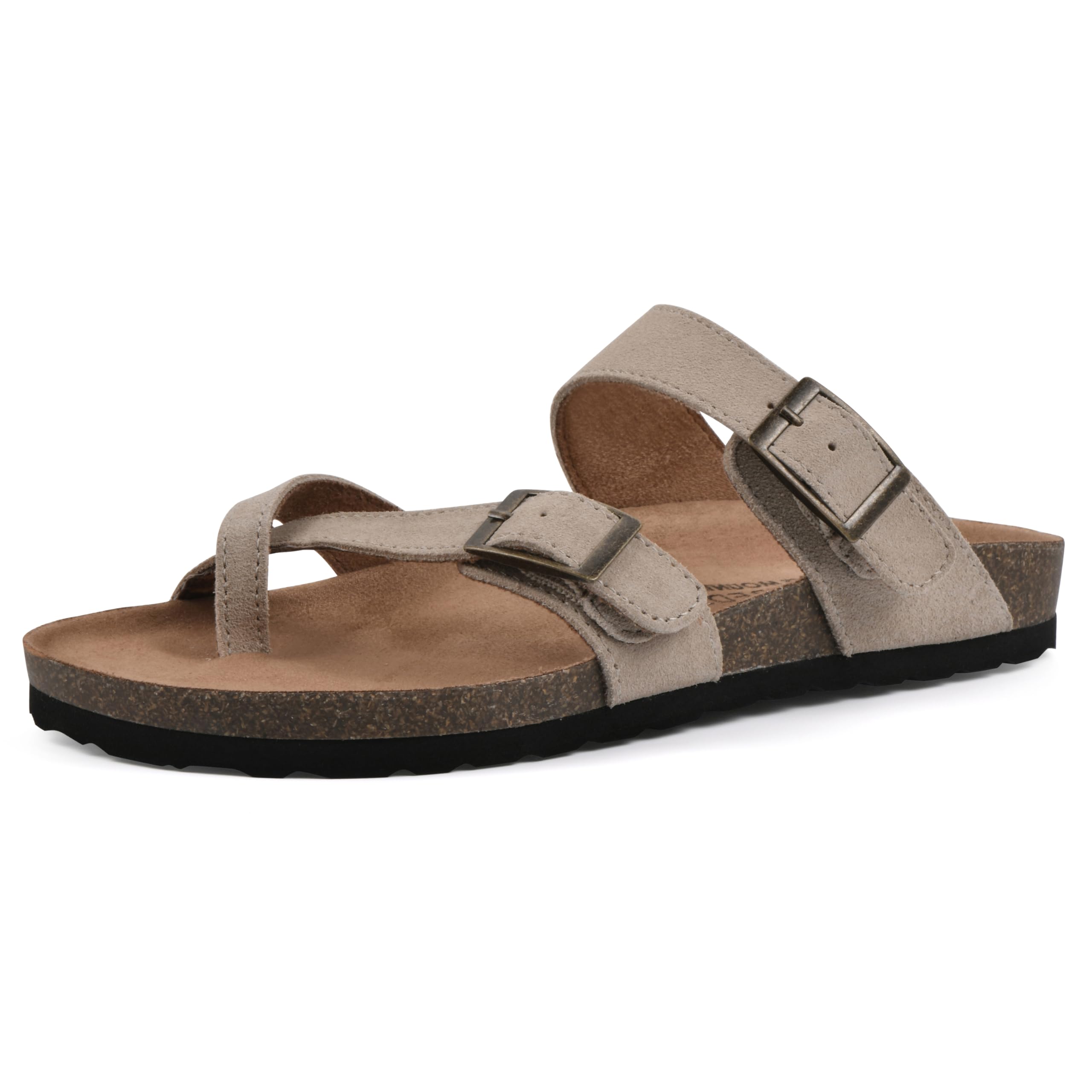 WHITE MOUNTAIN Women's Gracie Signature Comfort Molded Strappy Footbed Sandal, Sandal Wood/Suede, 12 M Image