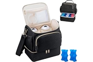 GDNASIST Wearable Breast Pump Bag with Cooler Compartment Compatible with Willow/Elvie/Medela/Momcozy M5/S12 Pro, Breast Milk Cooler Travel Bag with Ice Pack & Mat, Pumping Bags for Work, Black