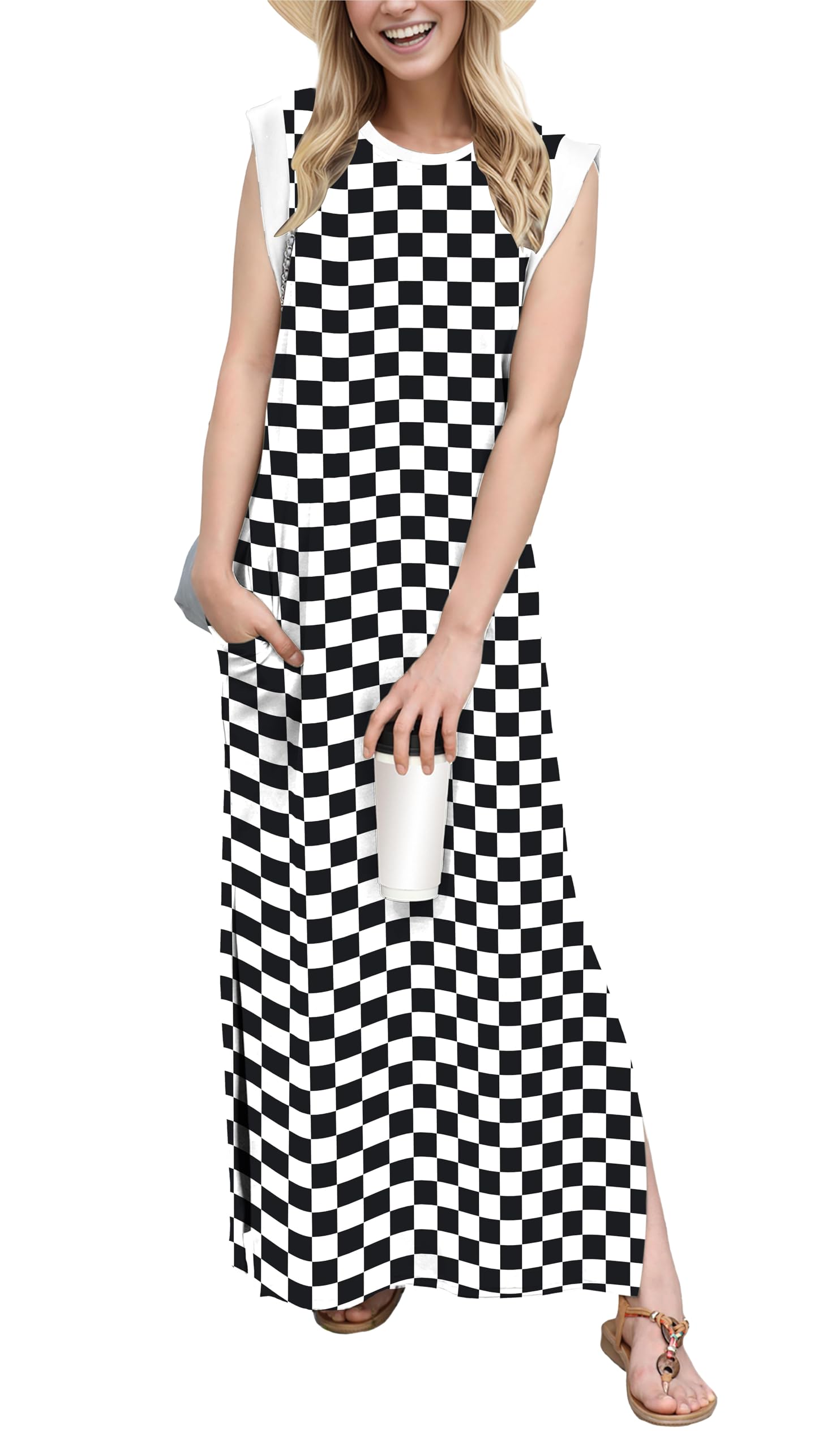 GRECERELLE Womens Summer Casual Round Neck Split