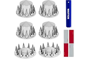 WAITTON 32/33mm Semi Truck Lug Nut Covers Wheel Covers Kit with 2 Front & 4 Rear, ABS Chrome Plastic Thread-On Lug Nut Covers with Installation Tool, Removable Hub Caps Kit for Semi Truck Trailer