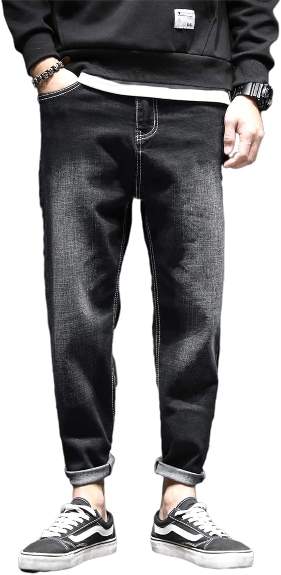 Amazon メンズ デニム パンツ サルエルパンツ ストレッチ 細身デザイン 大きいサイズ ダメージ加工 ブラック ジーンズ 通販