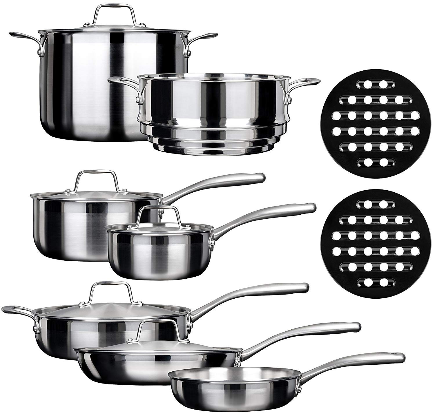 Duxtop Whole-Clad Tri-Ply Stainless Steel Induction Cookware Set, 14PC Kitchen Pots and Pans Set