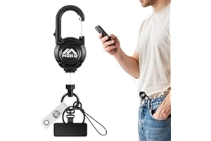 MoKo Anti-theft Phone Tether Lanyard, Retractable & Lockable Steel Line Anti-Drop Phone Strap with 360° Tether Tab, Badge Ree