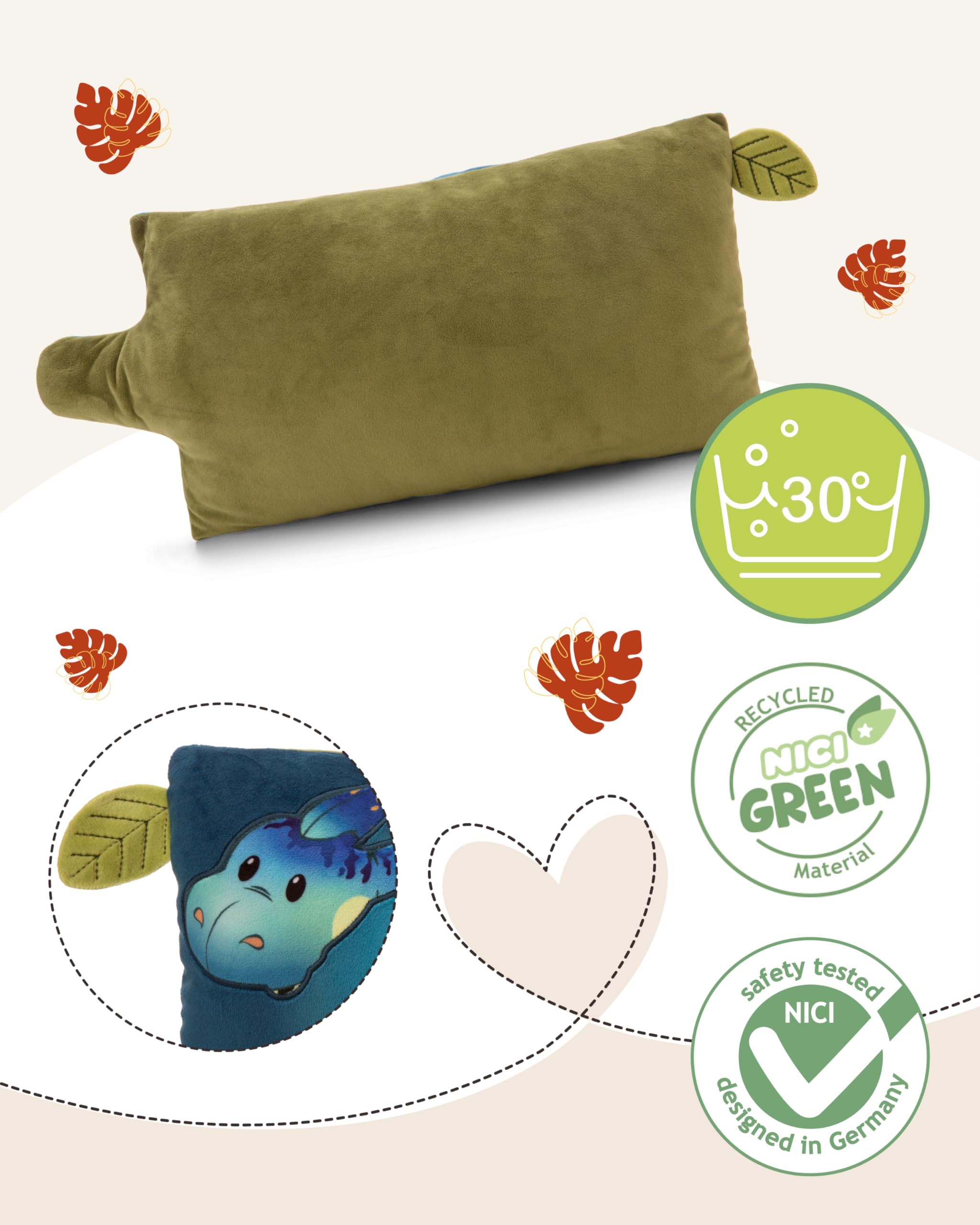 Kissen Dino Snackilus 43x25cm - blau - Flauschiges Kuscheltierkissen für Jungen, Mädchen, Babys und Kuscheltierliebhaber, ideal für Zuhause, Kindergarten oder unterwegs | 61575 3