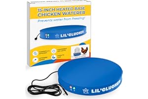 Lil'Clucker 15" Base Heated Chicken Water Heater - Automatic 125W Metal Freeze Proof Chicken Waterer with Heater - LED Monitored Poultry Heated Waterer for Chickens - Heated Chicken Waterer for Winter