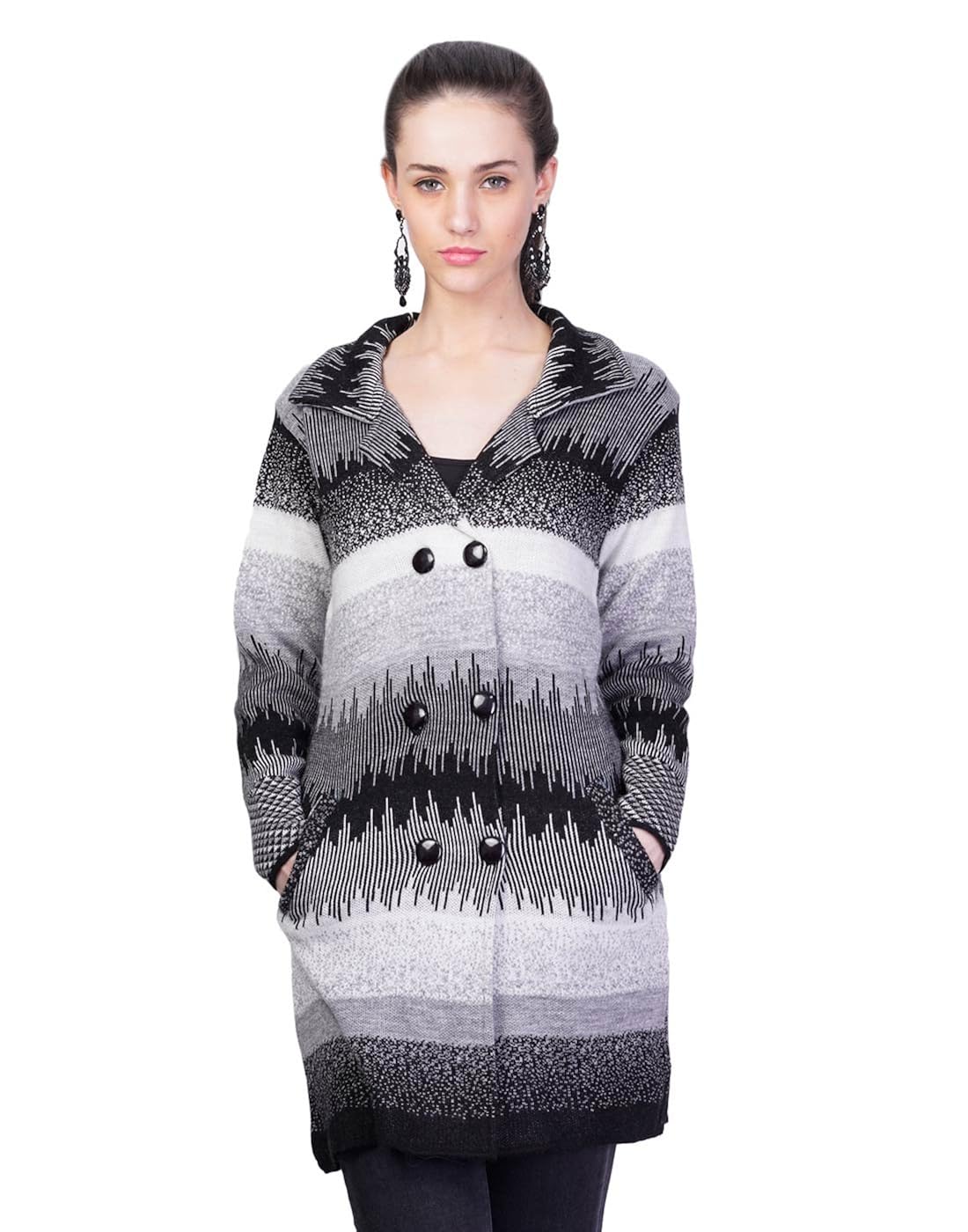 montrex black designer long coat for women