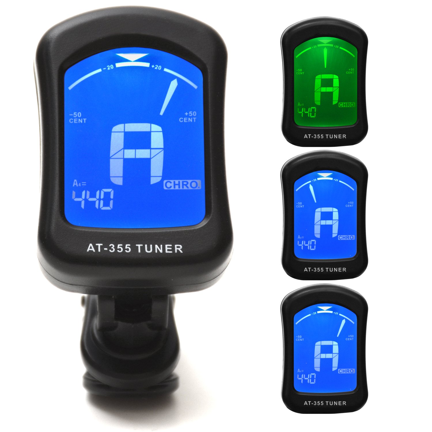Elagon (AT-355) Lightweight Sturdy User-Friendly Clip-On Tuner. Multi Tuning Modes for Guitar, Bass, Ukulele, Violin, Viola + Chromatic Tuning For Other Instruments.