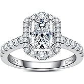 AimiIee Moissanite Engagement Rings 2.524CTTW(2CT Center Stone) D Color VVS1 Clarity 925 Sterling Silver Princess Cut Halo Wedding Promise Anniversary Rings for Women with Certificate