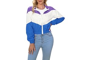 LAOARA Women’s Lightweight Windbreaker Sport Jacket Zip Up Color Block Coat Casual Long Sleeve Jogging Outerwear