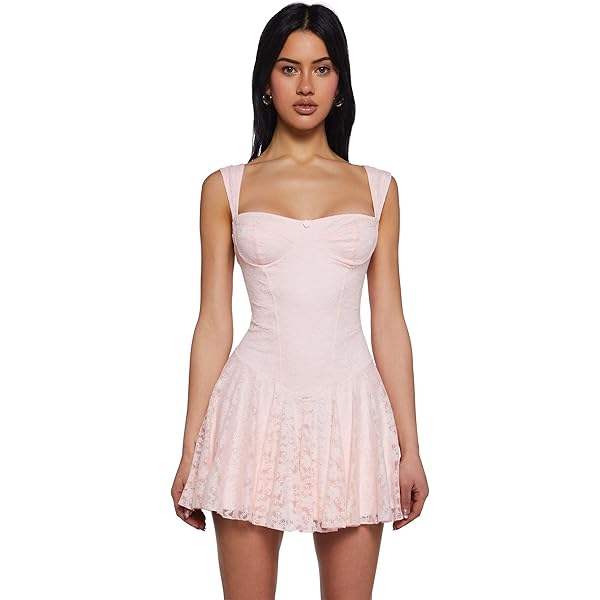 knee length dresses for ladies Current Mood Flocked Velvet Floral Lace Mini Dress main image 0