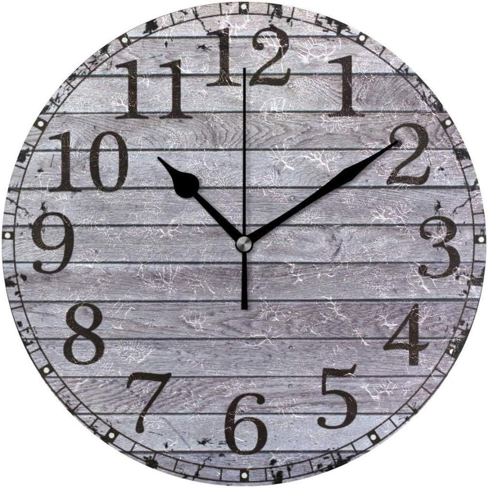 Amazon.de: Wanduhr Wanduhr Wandtafel Aus Grauem Holz Schäbige Runde