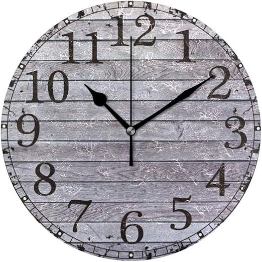 Amazon.de: Wanduhr Wanduhr Wandtafel Aus Grauem Holz Schäbige Runde