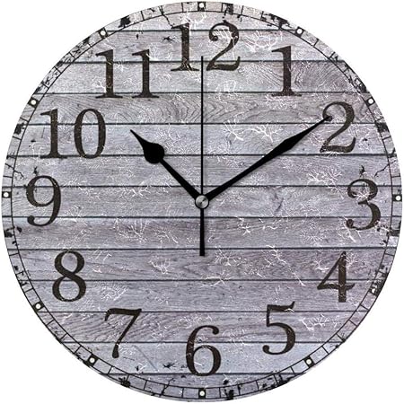 Amazon.de: Wanduhr Wanduhr Wandtafel Aus Grauem Holz Schäbige Runde