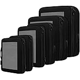 BAGAIL 4 Set/6 Set/8 Set Compression Packing Cubes Travel Accessories Expandable Packing Organizers (Square Mesh, 06-Black)