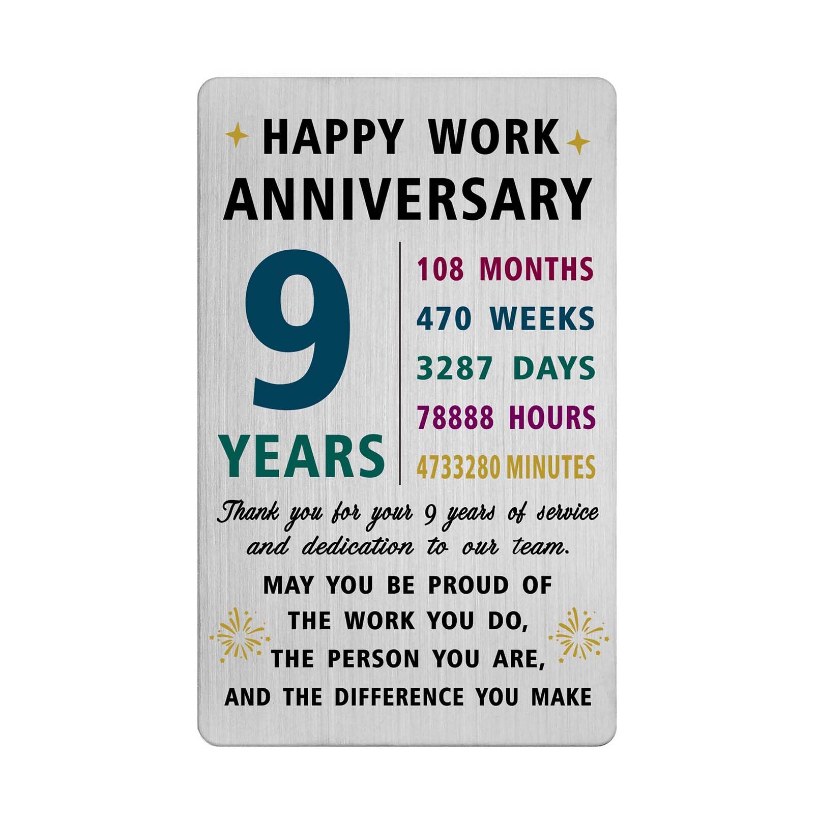 Richesele 9 Years Work Anniversary Card - Thank You 9 Year Work Service Gifts - Happy 9th Work Anniversary Decorations