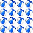 Whaline 16Pcs 16'' Blue and White Inflatable Beach Ball Round Pool PVC Balls Cute Game Toys for Summer Hawaiian Tropical Theme Beach Party Decorations Water Sand Game Accessory