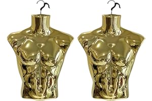 HUZJIEHUI 4 PCS Gold Male Mannequin Hollow Back Body Torso Set-Metal Stand with Hanging Hook