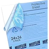 MIFFLIN Flexible Clear Plastic Sheet (24x36 x 0.03 inch, 2 Pack), PET is Similar to Plexiglass & Acrylic Yet Lightweight & Th